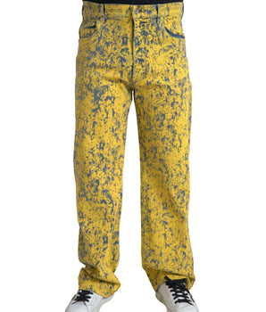 Dolce & Gabbana Yellow Cotton Tie Dye Straight Denim Jeans