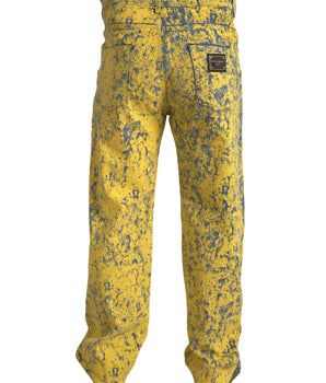 Dolce & Gabbana Yellow Cotton Tie Dye Straight Denim Jeans