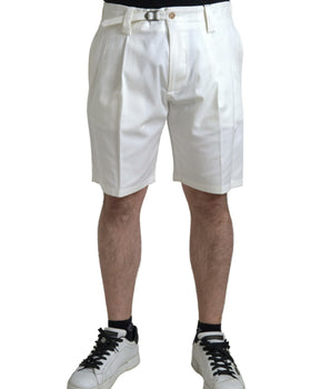Dolce &amp; Gabbana White Cotton Stretch Men Bermuda Denim Shorts