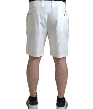 Dolce &amp; Gabbana White Cotton Stretch Men Bermuda Denim Shorts