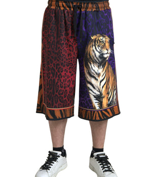 Dolce & Gabbana Multicolor Tiger Print Men Bermuda Shorts