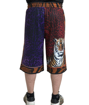 Dolce & Gabbana Multicolor Tiger Print Men Bermuda Shorts