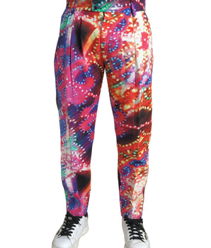 Dolce & Gabbana Multicolor Printed Linen Men Trouser Pants