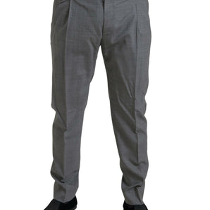 Dolce &amp; Gabbana Elegant Skinny Wool Dress Pants in Gray