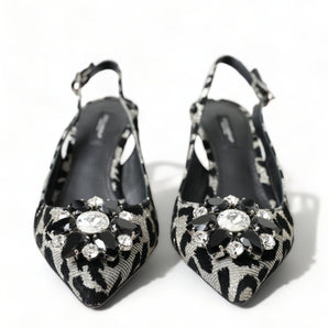 Dolce & Gabbana Crystal Leopard Slingback Heels Pumps