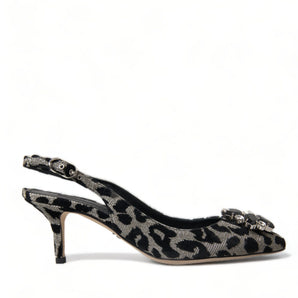 Dolce & Gabbana Crystal Leopard Slingback Heels Pumps