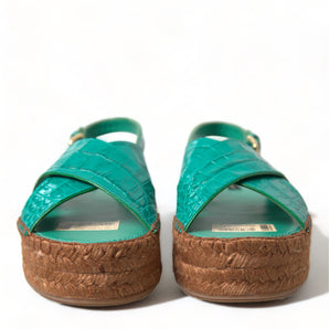 Dolce & Gabbana Elegant Green Espadrille Platform Sandals