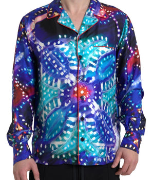Dolce & Gabbana Multicolor Silk Psychedelic Print Men Pajama Shirt