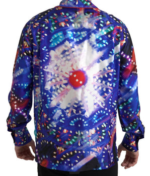 Dolce & Gabbana Multicolor Silk Psychedelic Print Men Pajama Shirt