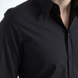 Dolce &amp; Gabbana Camisa de vestir elegante de algodón negra de corte slim