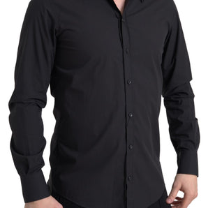 Dolce &amp; Gabbana Elegant Slim Fit Black Cotton Dress Shirt