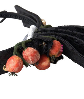 Dolce &amp; Gabbana Black with Multicolored Fig Fruit Crystal Tiara Diadem Headband
