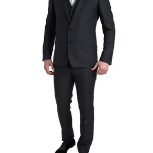 Dolce &amp; Gabbana Elegante traje negro de 3 piezas de corte slim Martini