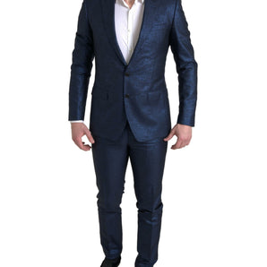 Dolce &amp; Gabbana Metallic Blue Martini Slim Fit Suit