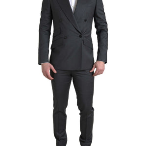 Dolce &amp; Gabbana Elegante traje gris de corte slim con doble botonadura