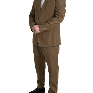 Dolce &amp; Gabbana Elegant Brown Silk Blend Taormina Suit