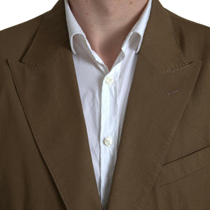 Dolce &amp; Gabbana Elegant Brown Silk Blend Taormina Suit