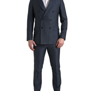 Dolce &amp; Gabbana Elegant Blue Silk Blend Martini Suit