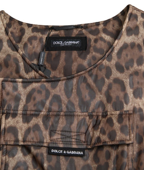 Dolce & Gabbana Brown Leopard Silk Sleeveless Sportswear