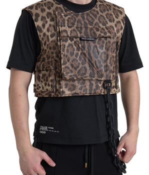 Dolce & Gabbana Brown Leopard Silk Sleeveless Sportswear
