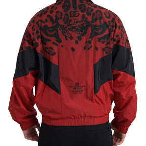 Dolce &amp; Gabbana Red Leopard Zip Sweater Jacket