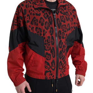 Dolce &amp; Gabbana Red Leopard Zip Sweater Jacket