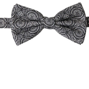 Dolce & Gabbana Elegant Black & White Silk Bow Tie