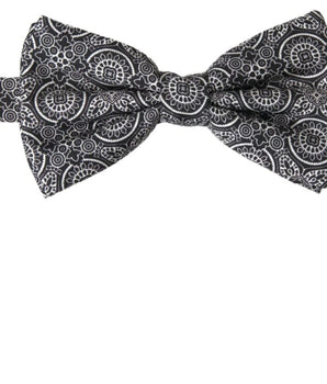 Dolce & Gabbana Black White Pattern Adjustable Neck Papillon Bow Tie