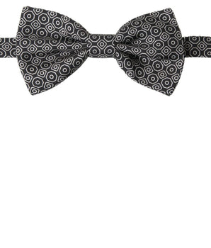 Dolce & Gabbana Black White Pattern Adjustable Neck Papillon Bow Tie