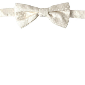 Dolce & Gabbana Elegant Ivory Fantasy Pattern Silk Bow Tie