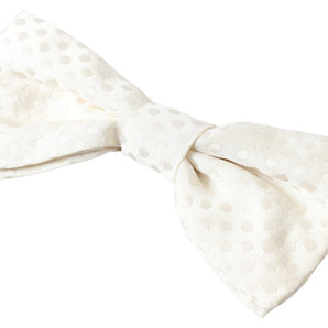 Dolce &amp; Gabbana Elegant Ivory Fantasy Pattern Silk Bow Tie