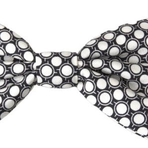 Dolce &amp; Gabbana Elegant Silk Black and White Circle Bow Tie