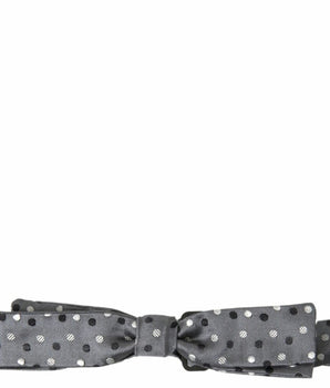 Dolce & Gabbana Gray Polka Dot Silk Adjustable Men Neck Papillon Bow Tie