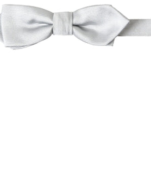 Dolce & Gabbana Gray Silk Adjustable Men Neck Papillon Bow Tie