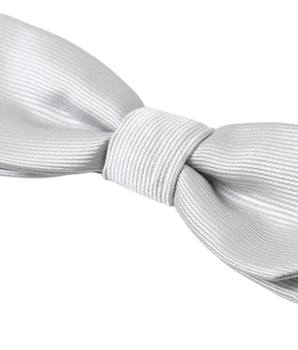 Dolce & Gabbana Gray Silk Adjustable Men Neck Papillon Bow Tie
