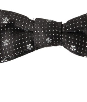 Dolce & Gabbana Black Patterned Silk Adjustable Men Neck Papillon Bow Tie