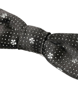 Dolce & Gabbana Black Patterned Silk Adjustable Men Neck Papillon Bow Tie