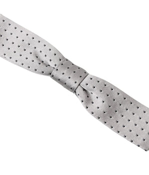 Dolce & Gabbana Gray Dotted Silk Adjustable Men Neck Papillon Bow Tie