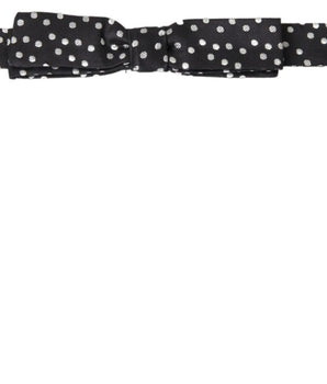 Dolce & Gabbana Black Polka Dot Silk Adjustable Men Neck Papillon Bow Tie