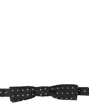 Dolce & Gabbana Black Polka Dot Silk Adjustable Men Neck Papillon Bow Tie