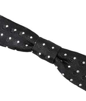 Dolce & Gabbana Black Polka Dot Silk Adjustable Men Neck Papillon Bow Tie