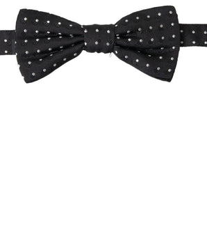 Dolce & Gabbana Black Polka Dot Silk Adjustable Men Neck Papillon Bow Tie