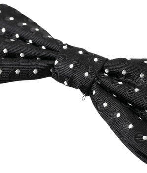 Dolce & Gabbana Black Polka Dot Silk Adjustable Men Neck Papillon Bow Tie