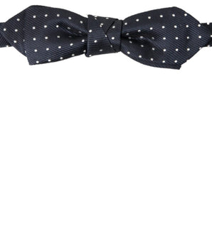 Dolce & Gabbana Blue Polka Dot Silk Adjustable Men Neck Papillon Bow Tie