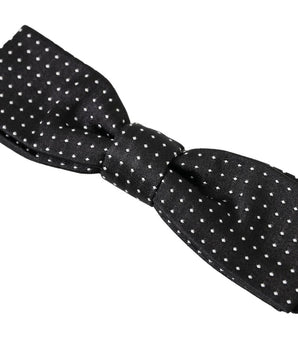 Dolce & Gabbana Black Polka Dot Silk Adjustable Men Neck Papillon Bow Tie