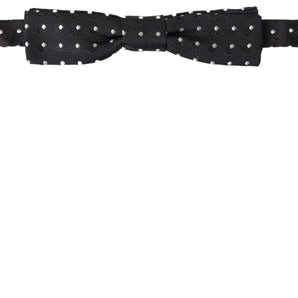 Dolce &amp; Gabbana Elegant Silk Black Bow Tie with Signature Clasp