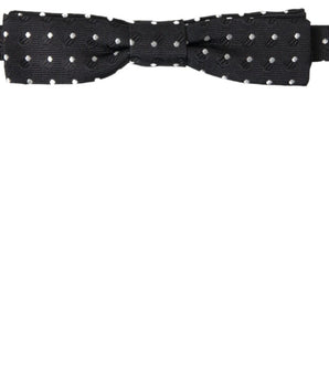 Dolce & Gabbana Black Polka Dot Silk Adjustable Men Neck Papillon Bow Tie