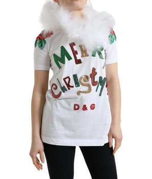Dolce &amp; Gabbana Elegante camiseta de algodón con adornos de lentejuelas