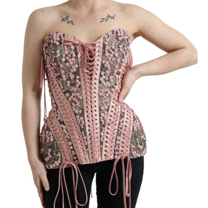 Dolce &amp; Gabbana Silken Nylon Bustier Corset Top in Pink