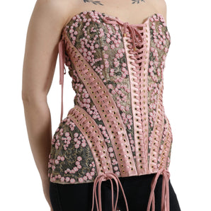 Dolce &amp; Gabbana Silken Nylon Bustier Corset Top in Pink